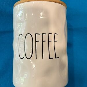 KITCHEN WORTHY White Coffee Canister with Wooden Lid